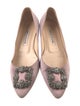 Manolo Blahnik Satin Crystal Embellishments Flats