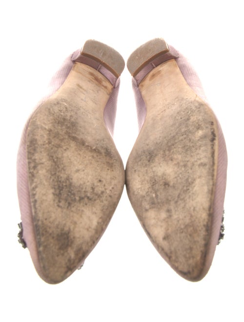 Manolo Blahnik Satin Crystal Embellishments Flats