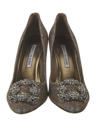 Manolo Blahnik Hangisi Crystal Embellishments Pumps