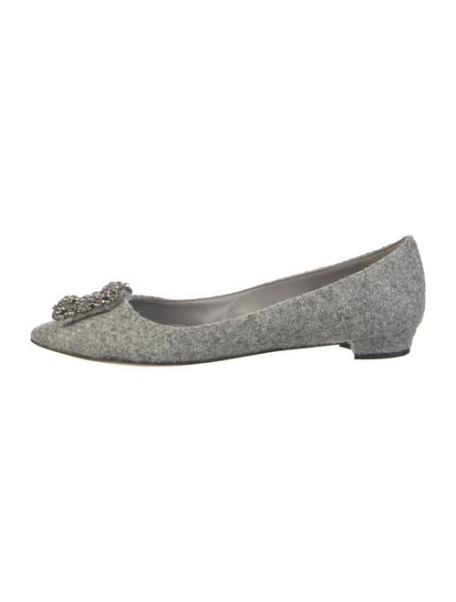 Manolo Blahnik Wool Crystal Embellishments Flats