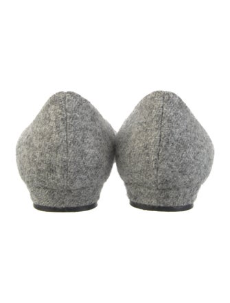 Manolo Blahnik Wool Crystal Embellishments Flats