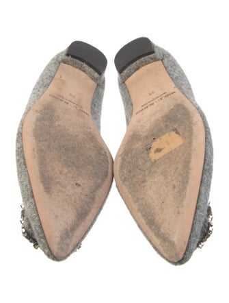 Manolo Blahnik Wool Crystal Embellishments Flats