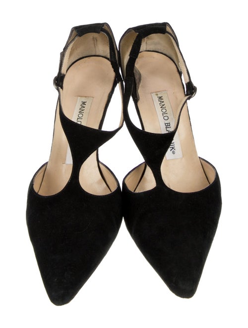 Manolo Blahnik Suede T-Strap Pumps