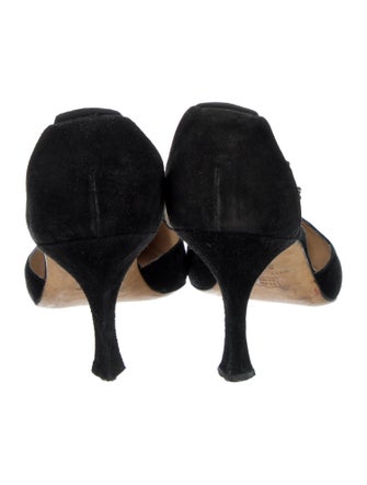 Manolo Blahnik Suede T-Strap Pumps