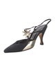 Manolo Blahnik Colorblock Pattern Leather Trim Embellishment Slingback Pumps