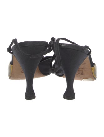 Manolo Blahnik Colorblock Pattern Leather Trim Embellishment Slingback Pumps