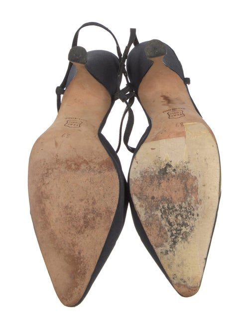 Manolo Blahnik Colorblock Pattern Leather Trim Embellishment Slingback Pumps