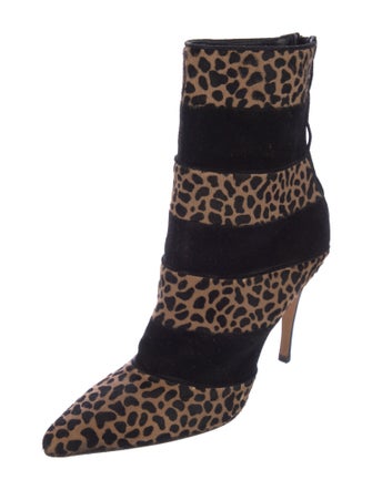 Manolo Blahnik Ponyhair Animal Print Sock Boots