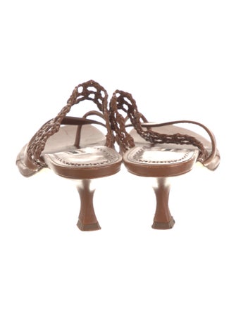Manolo Blahnik Leather Braided Accents Slides