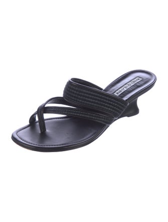 Manolo Blahnik Leather Slides