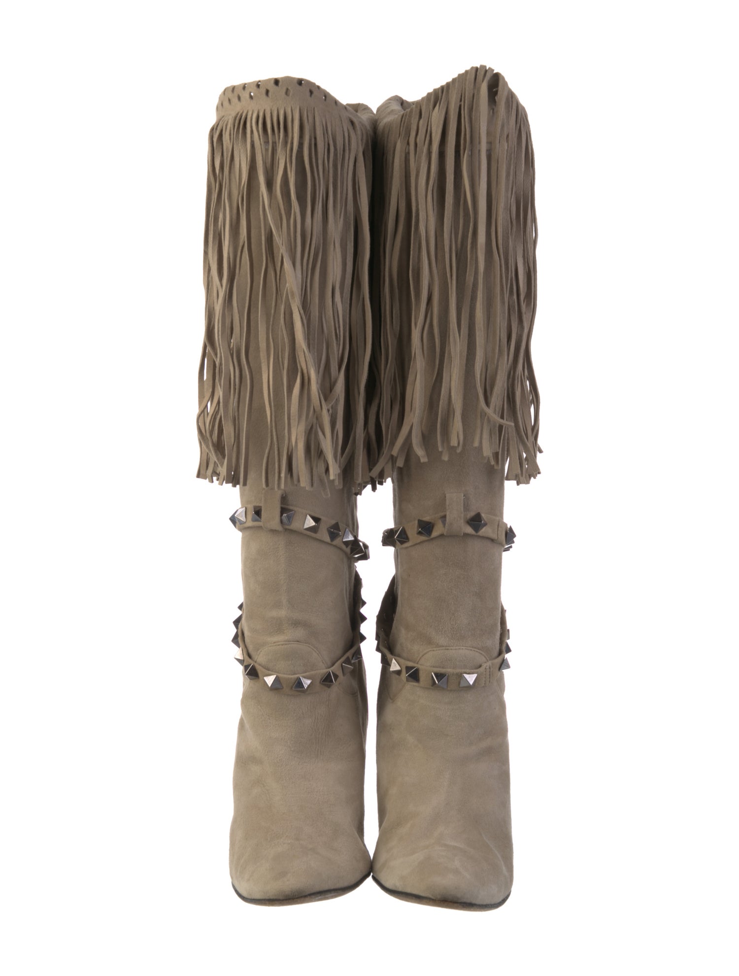 Manolo Blahnik Suede Studded Accents Boots