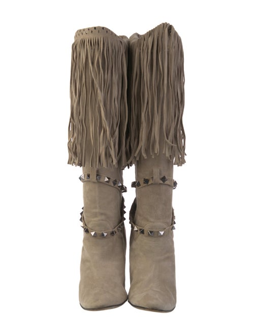 Manolo Blahnik Suede Studded Accents Boots