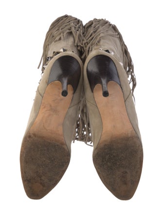 Manolo Blahnik Suede Studded Accents Boots