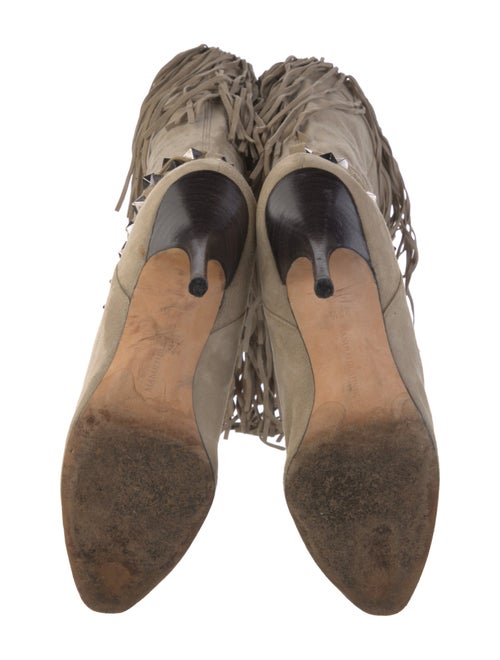 Manolo Blahnik Suede Studded Accents Boots