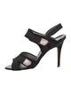 Manolo Blahnik Suede Grosgrain Trim T-Strap Sandals