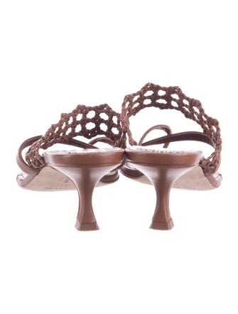 Manolo Blahnik Leather Braided Accents Slides