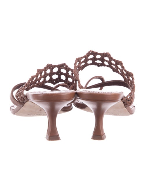 Manolo Blahnik Leather Braided Accents Slides