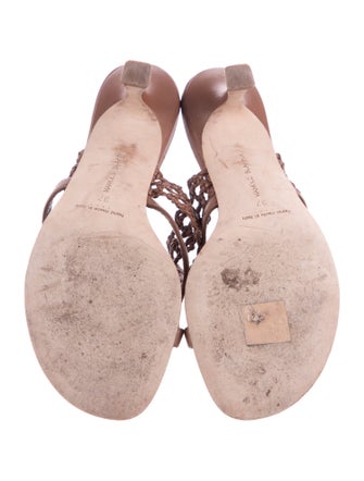 Manolo Blahnik Leather Braided Accents Slides