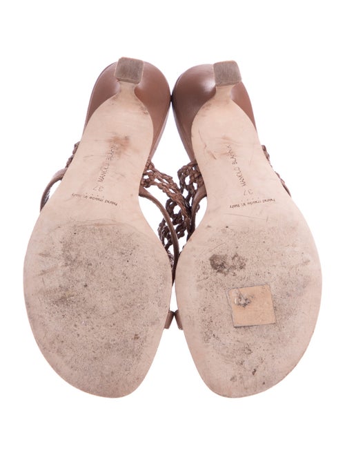 Manolo Blahnik Leather Braided Accents Slides