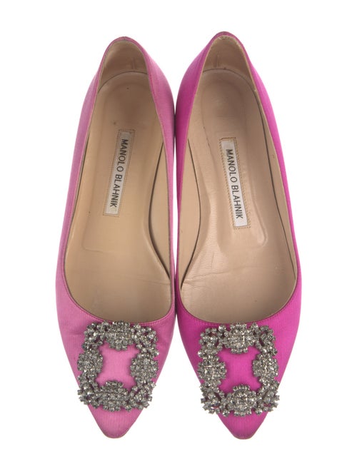 Manolo Blahnik Satin Crystal Embellishments Ballet Flats