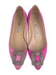 Manolo Blahnik Satin Crystal Embellishments Ballet Flats