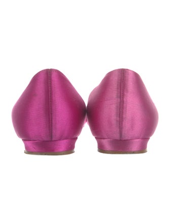 Manolo Blahnik Satin Crystal Embellishments Ballet Flats