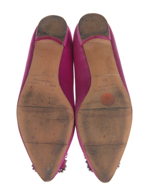 Manolo Blahnik Satin Crystal Embellishments Ballet Flats