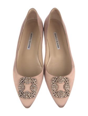 Manolo Blahnik Satin Crystal Embellishments Flats