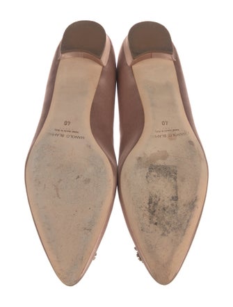 Manolo Blahnik Satin Crystal Embellishments Flats