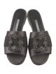Manolo Blahnik Satin Crystal Embellishments Slides