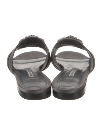 Manolo Blahnik Satin Crystal Embellishments Slides