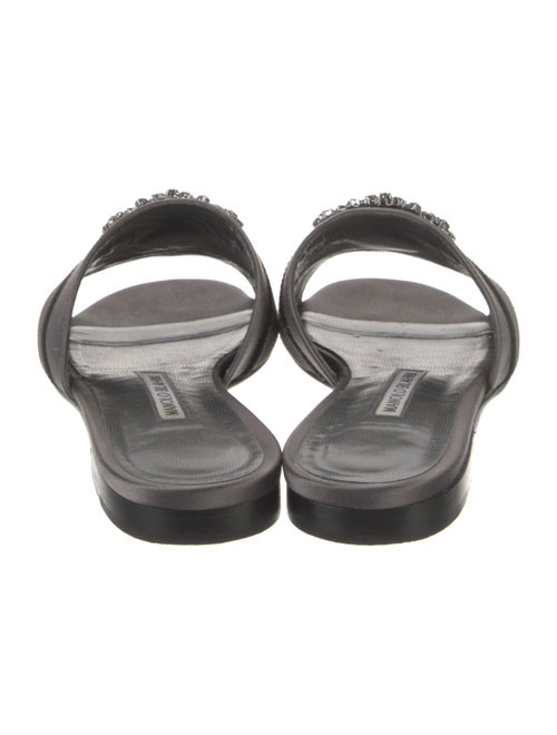 Manolo Blahnik Satin Crystal Embellishments Slides