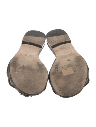 Manolo Blahnik Satin Crystal Embellishments Slides