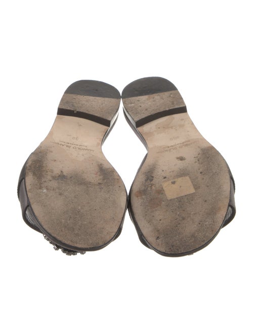 Manolo Blahnik Satin Crystal Embellishments Slides