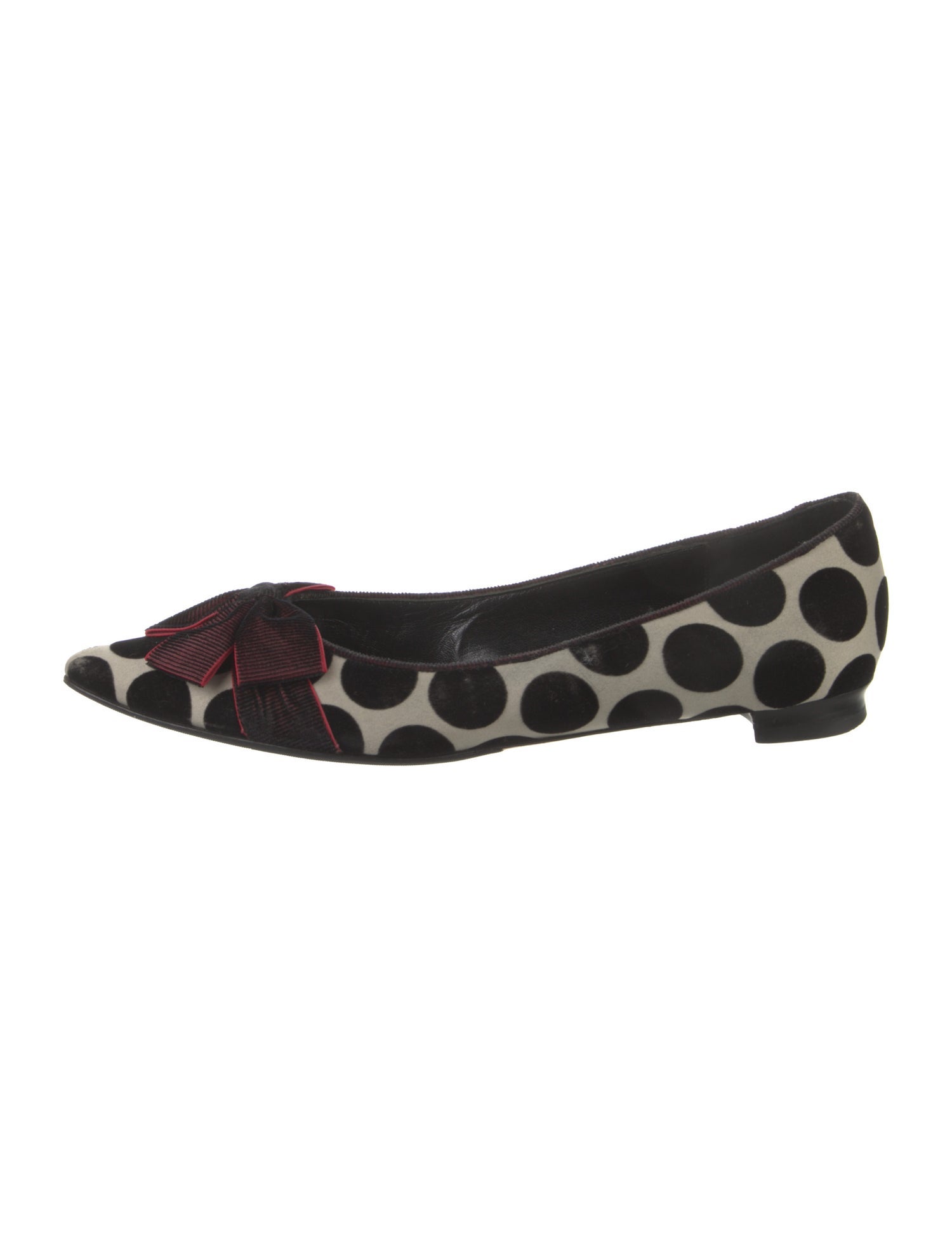 Manolo Blahnik Velvet Polka Dot Print Flats