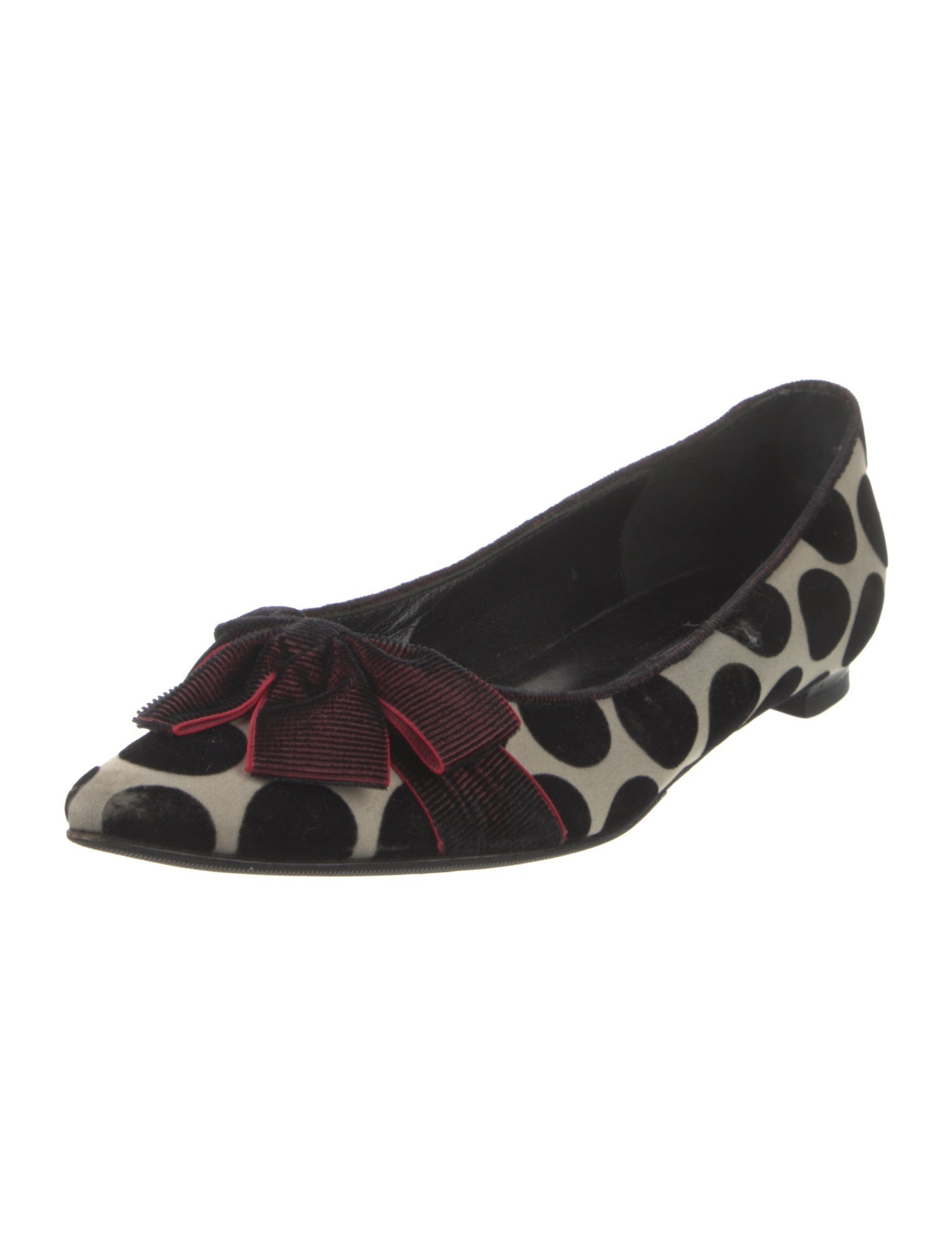Manolo Blahnik Velvet Polka Dot Print Flats