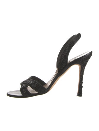 Manolo Blahnik Sequins Sequin Embellishments Slingback Sandals
