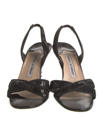 Manolo Blahnik Sequins Sequin Embellishments Slingback Sandals