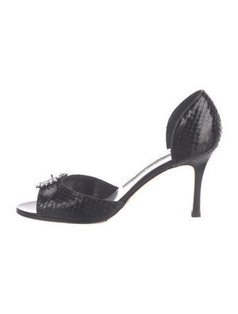 Manolo Blahnik Embossed Leather Animal Print D'Orsay Pumps