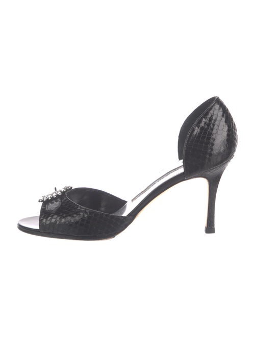 Manolo Blahnik Embossed Leather Animal Print D'Orsay Pumps