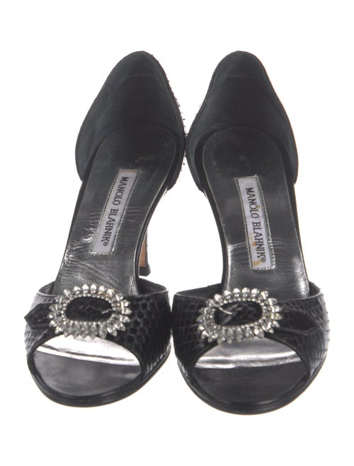 Manolo Blahnik Embossed Leather Animal Print D'Orsay Pumps