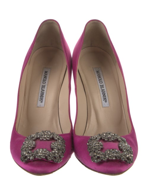 Manolo Blahnik Satin Crystal Embellishments Pumps