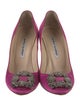 Manolo Blahnik Satin Crystal Embellishments Pumps