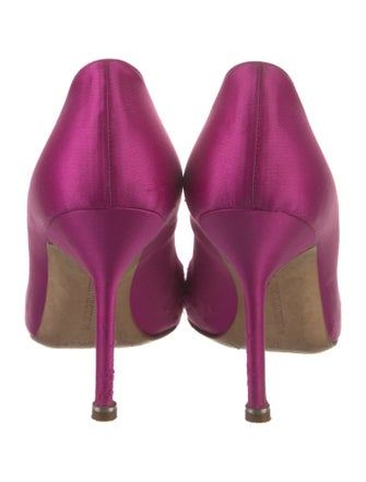 Manolo Blahnik Satin Crystal Embellishments Pumps