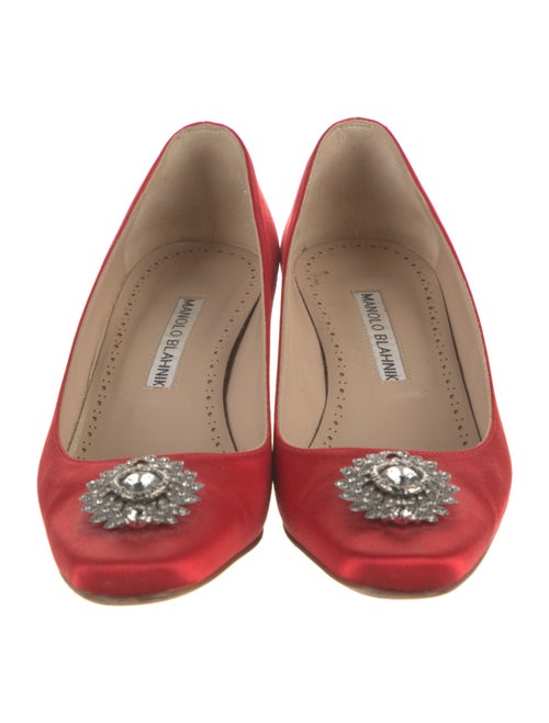 Manolo Blahnik Satin Crystal Embellishments Pumps
