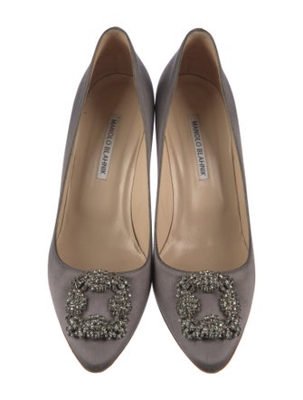 Manolo Blahnik Satin Crystal Embellishments Pumps