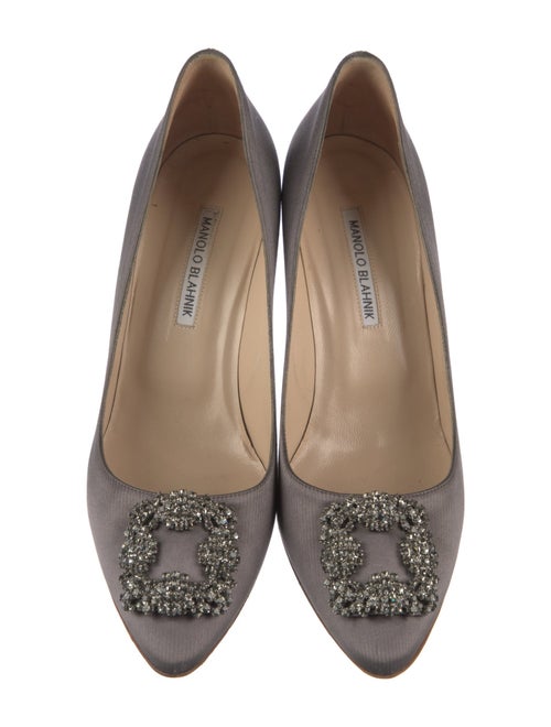 Manolo Blahnik Satin Crystal Embellishments Pumps