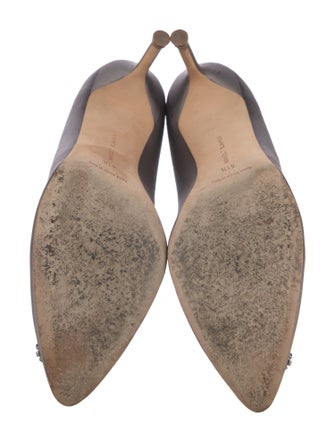 Manolo Blahnik Satin Crystal Embellishments Pumps