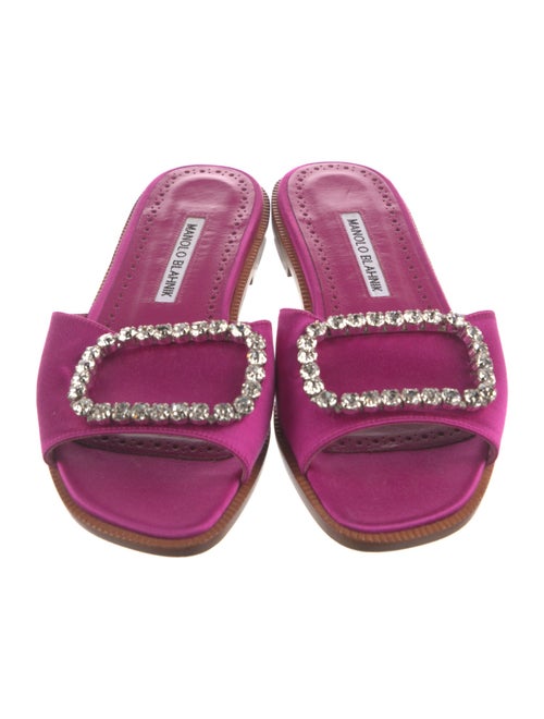Manolo Blahnik Satin Crystal Embellishments Slides
