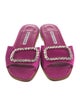 Manolo Blahnik Satin Crystal Embellishments Slides